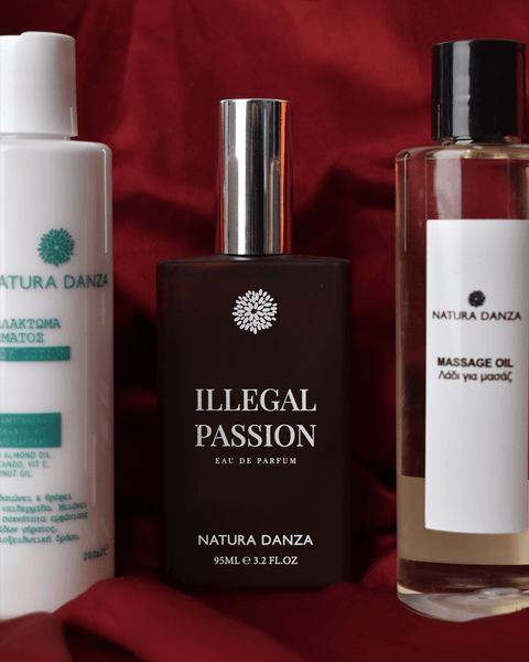Σετ με άρωμα Ξυλώδες και Unisex ILLEGAL PASSION Άρωμα, Λάδι Σώματος και Γαλάκτωμα Σώματος - NATURADANZA