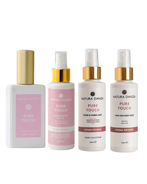 Pure Touch σετ με άρωμα, λάδι σώματος, hair and body mist, home and fabric mist - NATURADANZA