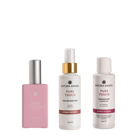 Άρωμα Πούδρας, PURE TOUCH Άρωμα 50ml, Γαλάκτωμα Σώματος 100ml και Hair & Body Mist - NATURADANZA